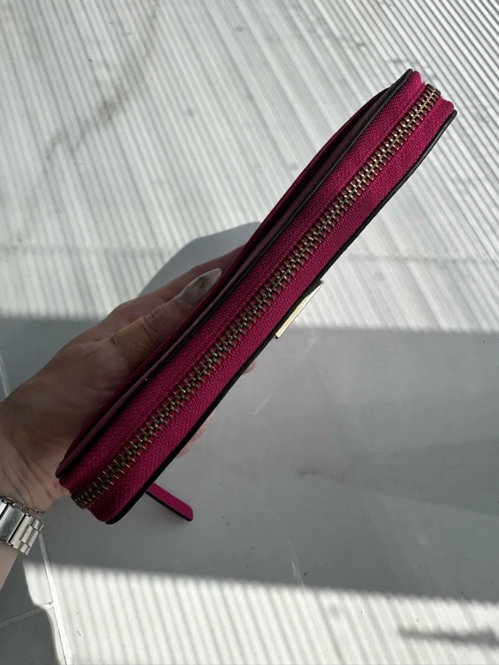 Kate Spade Hot Bright Pink Saffiano Zip Around Wallet Wristlet